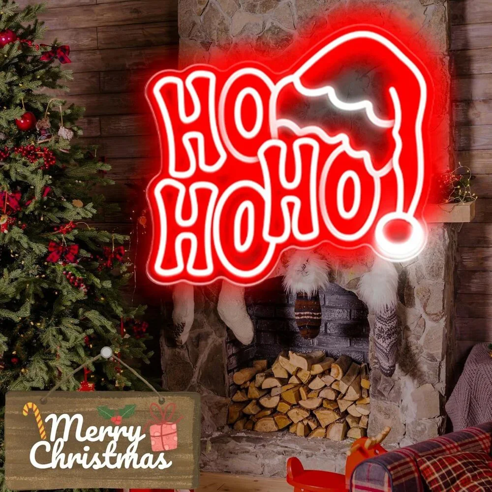 Christmas HOHOHO Neon Sign  Led Candy Dimmable Light Up Sign for Party Kids